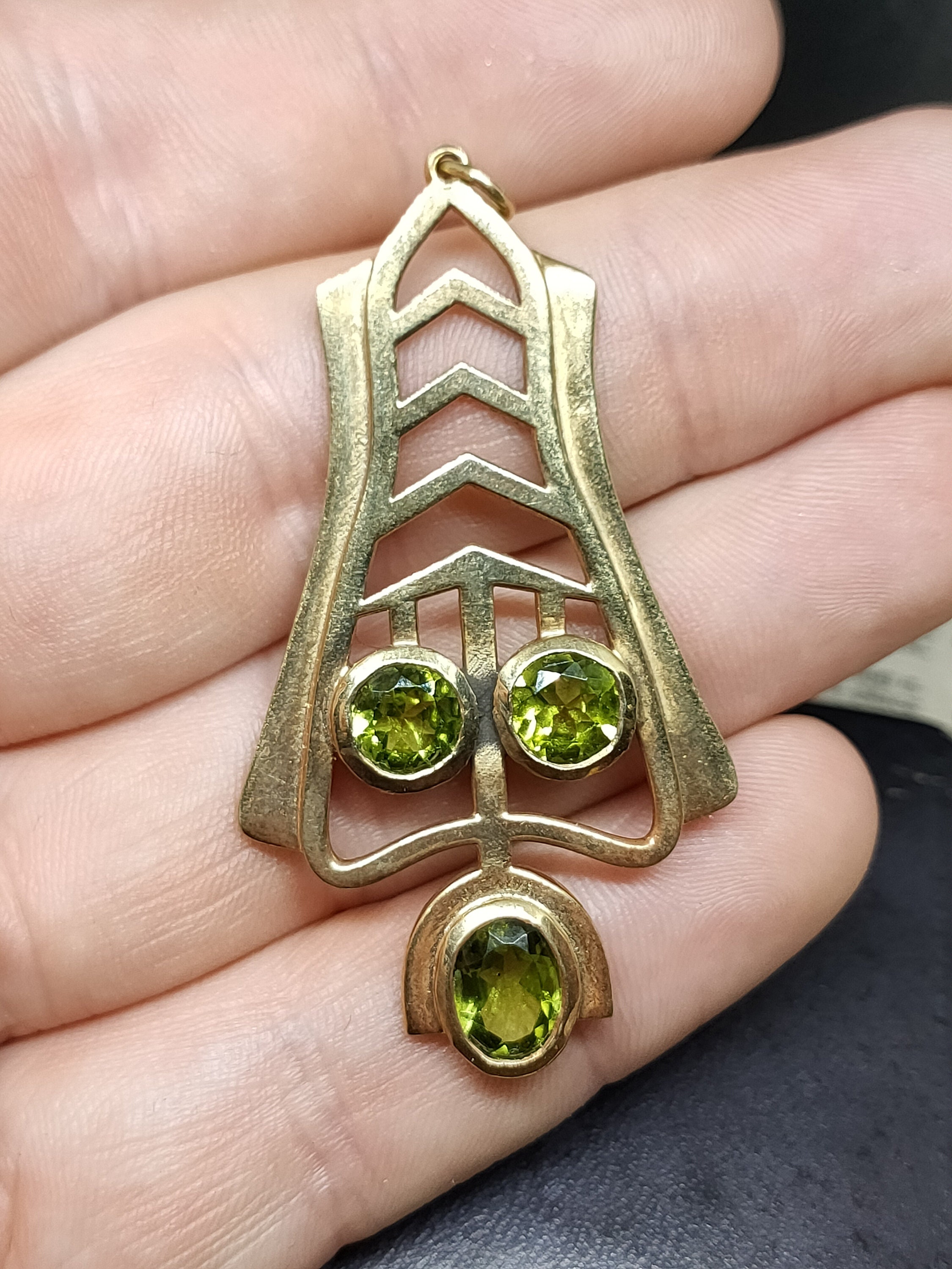 Pendentif Ancien En Argent Vermeil Avec Pierres, Motif étoiles - Bijou Vintage Occasion