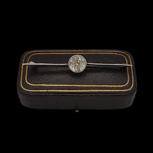 Beautiful Antique Edwardian Art Deco Circa 1910 Decorative Sparkling Bezel Set Old Cut Paste Sterling Silver Brooch - lgth 69mm