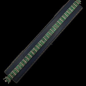 Beautiful Modern Skillfully Crafted Statement Design Sparkling Oval Cut Natural Emerald Diamond Sterling Silver Tennis Bracelet - lgth 8.25"