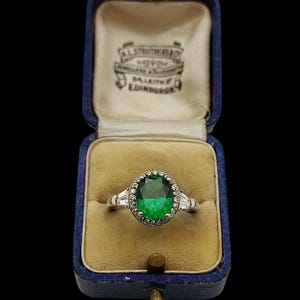 Beautiful Modern Skillfully Crafted Decorative Statement Design Simulated Emerald Diamonique Cubic Zirconia Sterling Silver Ring - size O1/2