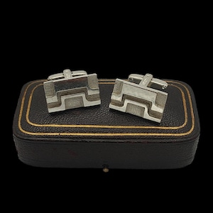 Beautiful Vintage London 1976 VA West Germany HM Marked Abstract Modernist Design Heavy Sterling Silver Cufflinks
