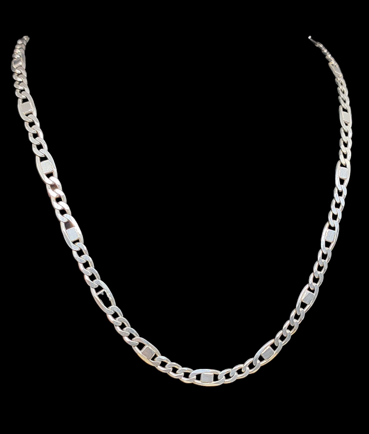 KRAMER of NEW YORK silver-tone long chain link necklace