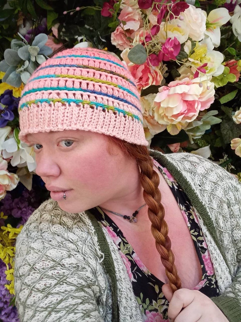 Crochet Macy Beanie Pink Knit Hippie 