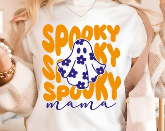 Spooky Mama SVG PNG, Halloween Mom Svg, Halloween Svg, Witchy Mama Svg, Witchy Vibes Svg, Daisy Ghost Svg, Halloween Shirt Svg, Ghost Svg