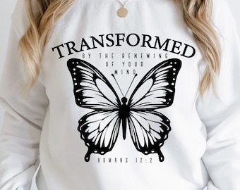 Elegant Christian Quotes SVG PNG, Transformed by Gods Love Svg, Boho Butterfly svg, Bible Verse Svg, Sleeve Shirt Design Svg, Faith svg