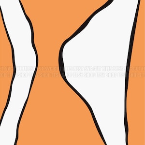 May include: An abstract digital design featuring a vibrant orange background with white and black curved shapes. The text "BEST SVG CUT FILES ETSY SHOP" is repeated across the image.