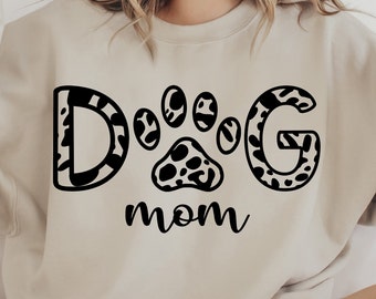 Dog Mom Leopard Svg, Dog Mom Leopard Png, Dog Mom Shirt Svg, Dog Lover Svg, Png Eps Dxf Pdf Sublimation Design Cut File for Cricut Download