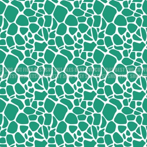 May include: A teal and white seamless pattern featuring an abstract design of irregular shapes. The shapes are outlined in white against a teal background, creating a textured, organic look. The pattern is suitable for various design applications.