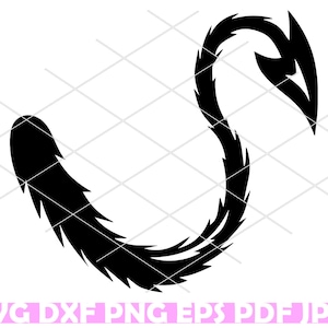 Puede incluir: Una silueta negra de un diseño estilizado, curvo y espinoso. El diseño se asemeja a una cola de animal estilizada o a una rama curva y espinosa.