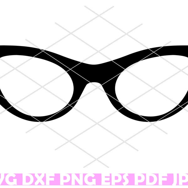 Cat Eye Glasses SVG Design, Cat Eye Sunglass SVG, Oversize Glasses SVG, Retro Glasses svg, Photo booth prop, Cosplay glasses