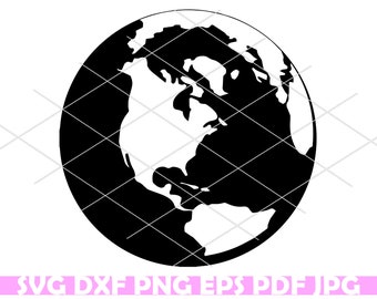 Earth svg download files, Planet Earth cricut files for cut, World dxf clipart, Planet eps silhouette, Globe svg cut files, World map