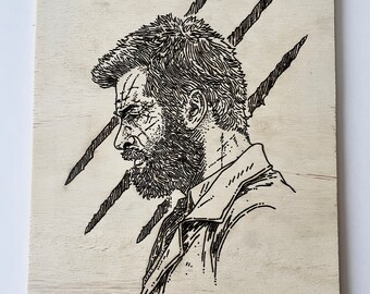 Logan the Wolverine Wood Burning | Wood Burning Art | Painting | Fan Art | Wall Decor | Pyrography Art | Handmade Art