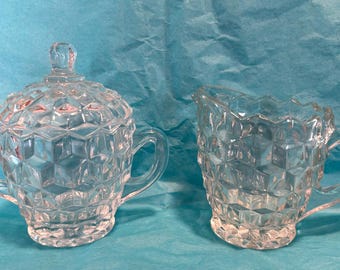 Vintage FOSTORIA American Creamer and Lidded Sugar Set