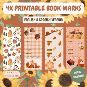 Printable Autumn bookmarks