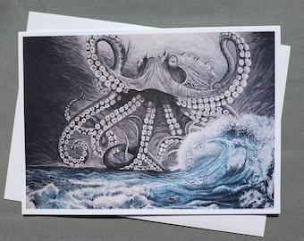 Octopus Seascape Greeting Card