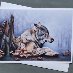Loup dans le paysage forestier Carte de vœux