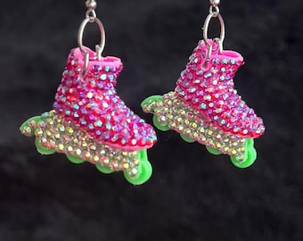 Boucles d'oreilles de roller strass Bijoux de patinage Rollerblade