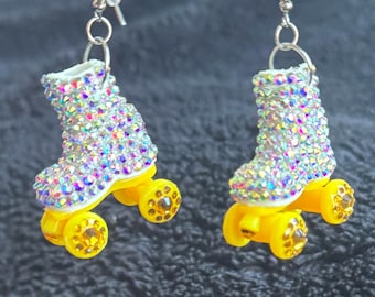 Boucles d'oreilles strass pour patin à roulettes Bijoux de patinage Quad Skater Bling Quads