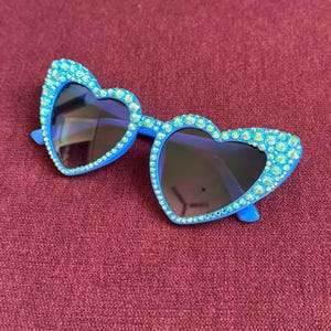 Blue Heart Sparkly Sunglasses - Etsy display picture 3