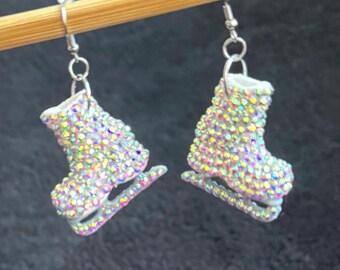 Boucles d'oreilles strass patin à glace Bijoux hiver patinage sur neige