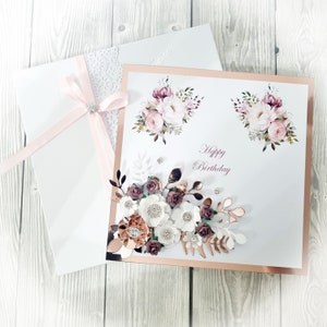 Carte d'anniversaire de luxe en boîte, carte personnalisée maman grand-fille soeur femme tante nièce avec boîte
