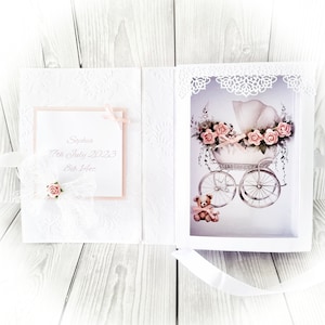 3D Schattenbox Baby Karte, Taufkarte Baby Girl,Tochter Enkelin Nichte