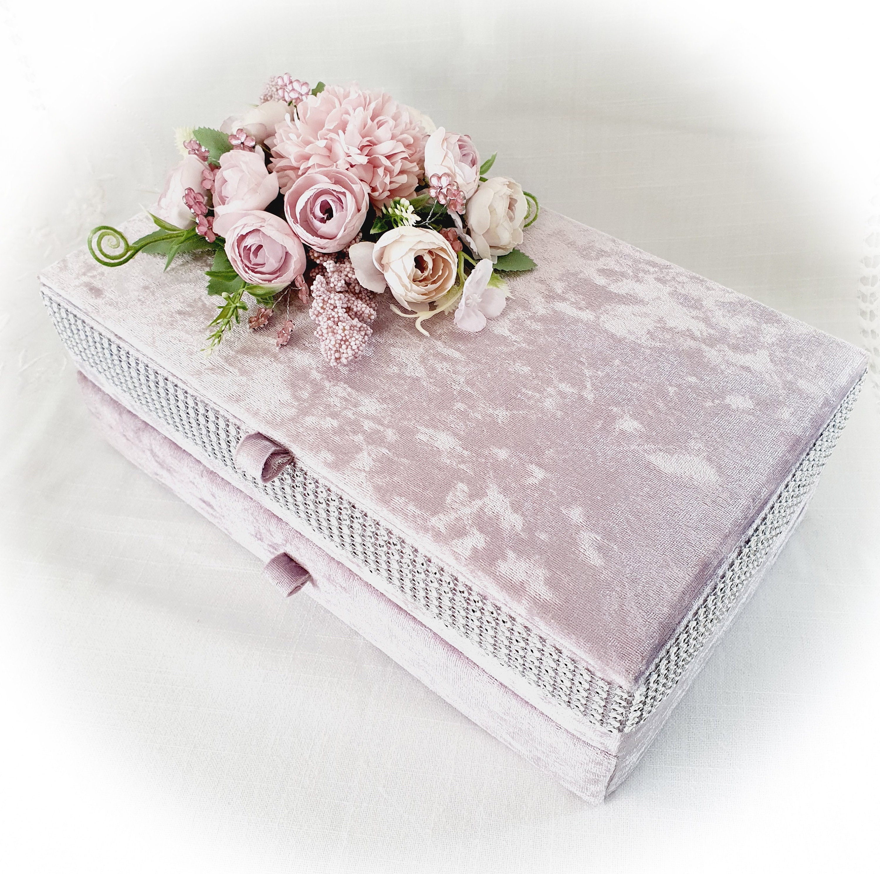 Blush Pink Velvet Jewellery Box Storage box Keepsake Box Etsy