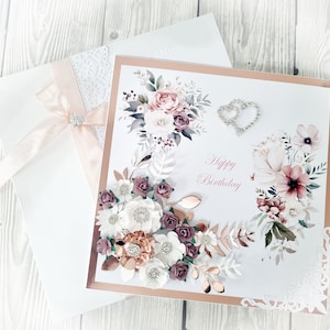 Carte d'anniversaire en boîte, grande carte de luxe soeur mère ami tante nièce épouse