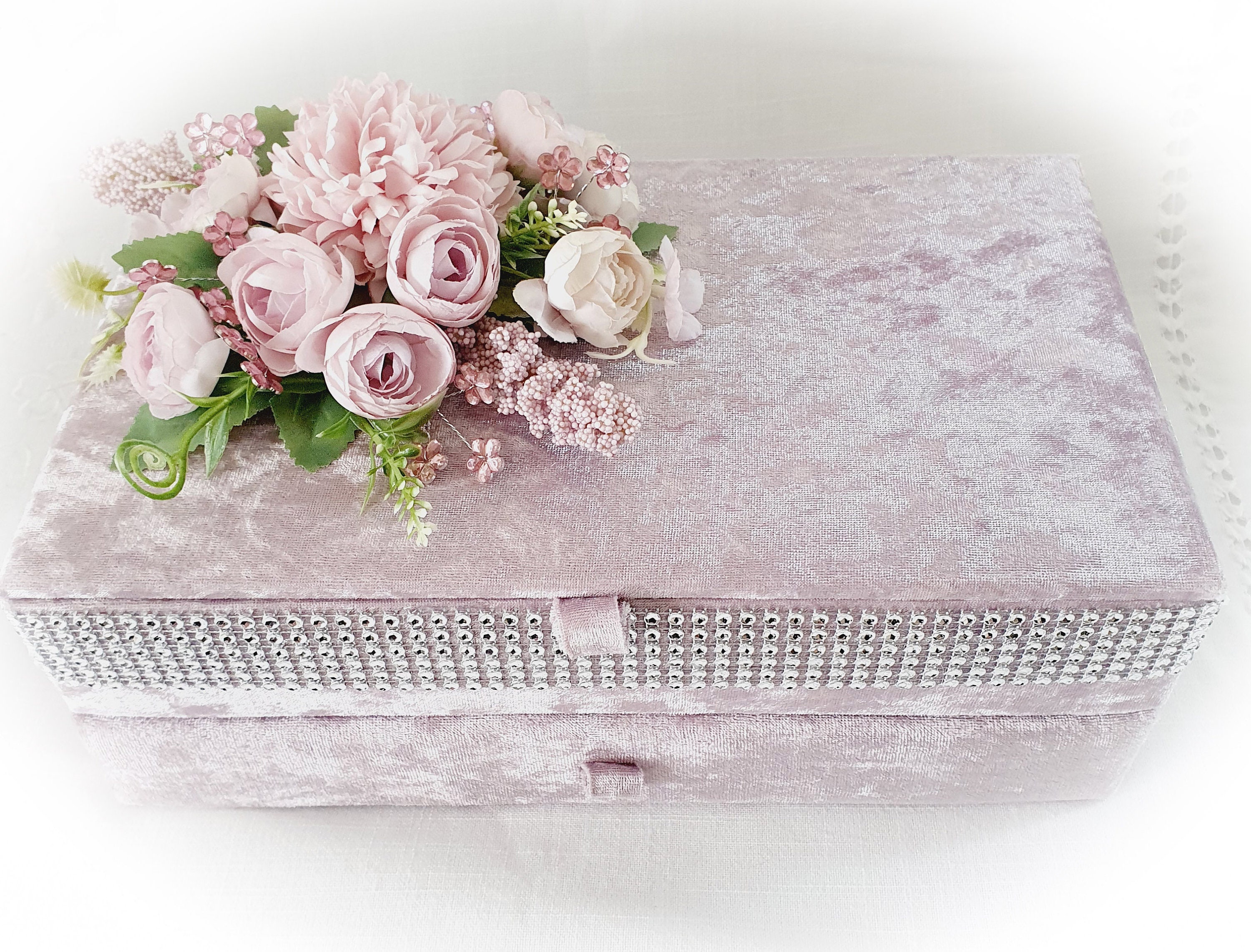 Blush Pink Velvet Jewellery Box Storage box Keepsake Box Etsy