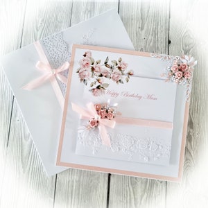 Carte d'anniversaire de luxe en boîte, carte personnalisée maman grand-fille soeur femme tante nièce avec boîte
