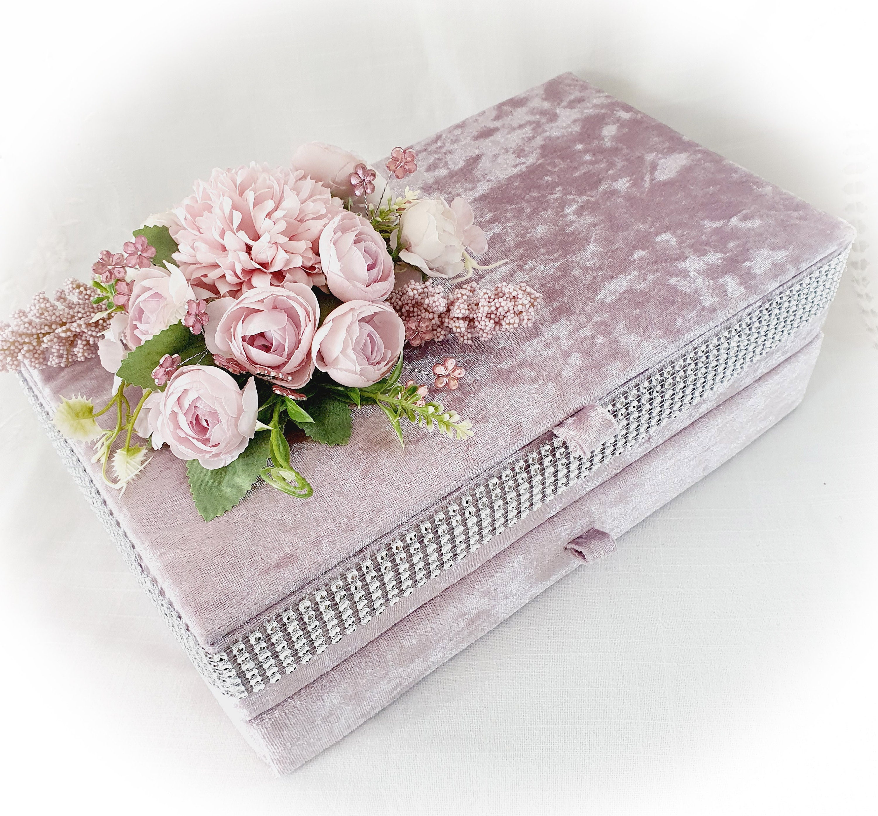 Blush Pink Velvet Jewellery Box Storage box Keepsake Box Etsy
