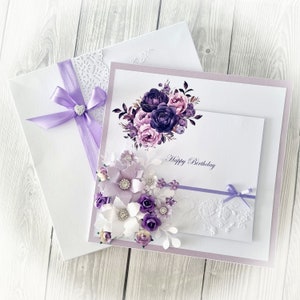 Carte d'anniversaire de luxe en boîte, carte personnalisée maman grand-fille soeur femme tante nièce avec boîte