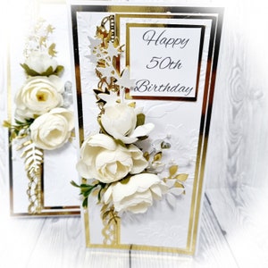 Gold 3D Geburtstag Hochzeit Jahrestag Karte, Luxus Karte mit Box Frau Tante Mutter Schwester Freund