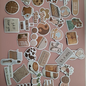 60 stuks esthetische sticker, stickers koffieliefhebber, leuke stickers, esthetische stickers, stickerpakket