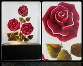 Vintage Eterna Mid-Century Roses in Lucite Lamp Night Light Flowers 40 s 50 s