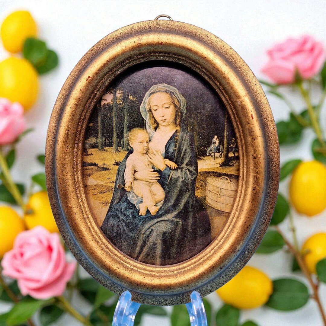 Madonna and Child Art Oval Frame by Gerard David Mary Jesus Miniature ...
