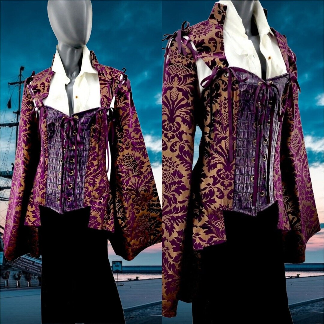Von Lancelot Corset Velvet Faux Dragon Scale Jacket Laceup SZ Etsy