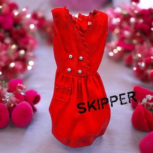 Vintage Skipper Doll #1901 Red Sensation Dress 1963 Fashion Mattel Original Tag Barbies Little Sister