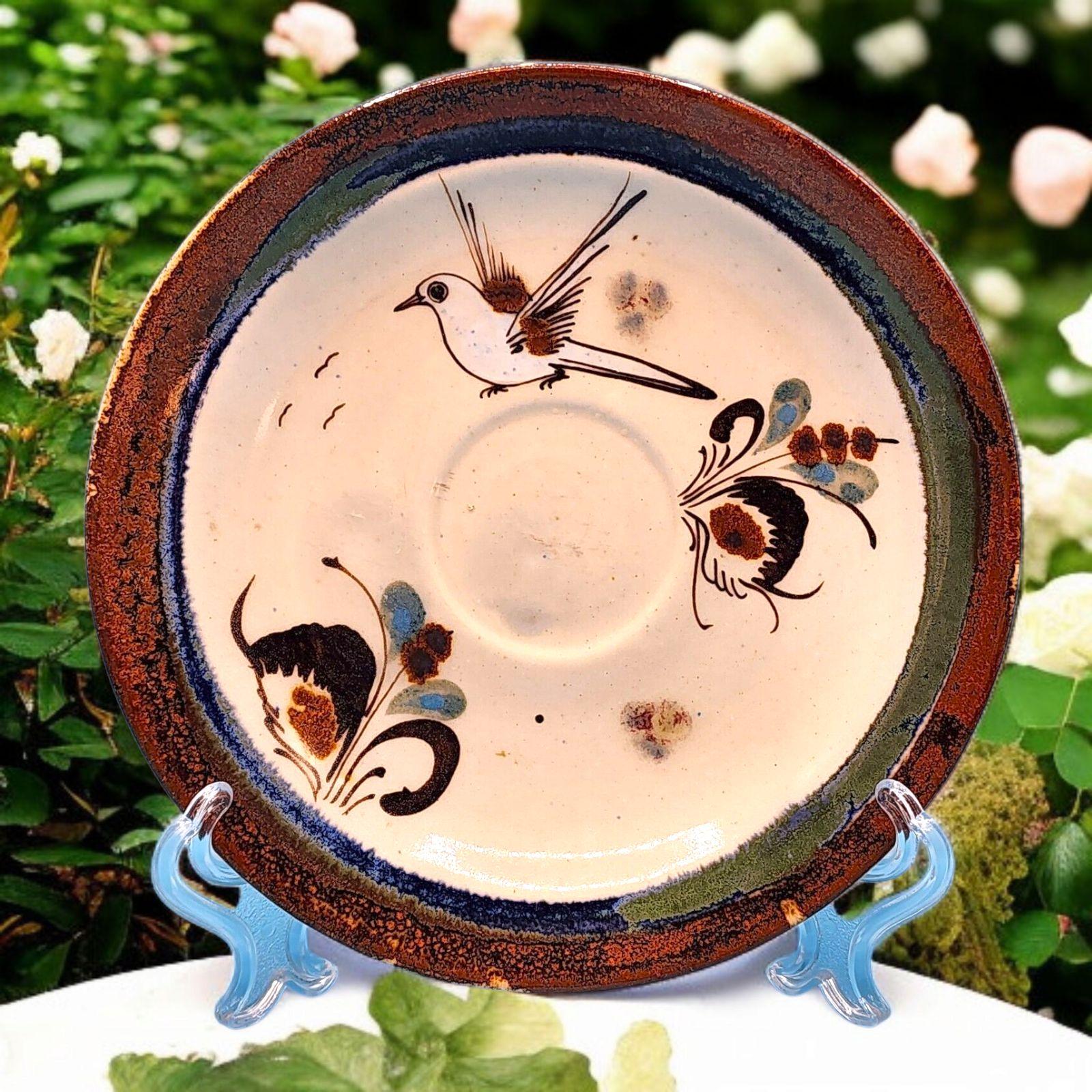 ケン・エドワーズ陶器 鳥と花柄 ソーサープレート 6.75インチ