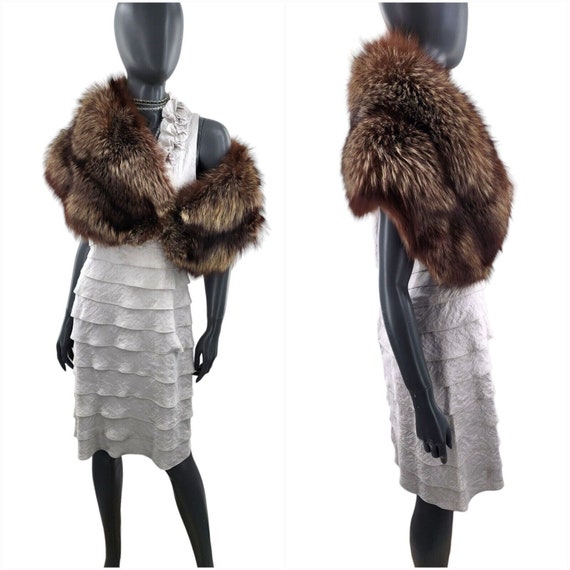 Silver Fox Fur Stole Cape Wrap Wedding Prom New Y… - image 7