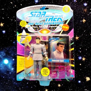 Vintage Star Trek The Next Generation Ambassador Spock 1993 Playmates Skybox Collector Card Accessories & Base STNG Mr. Spock Trekies