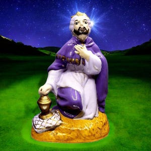 Nativity Wise Man Figurine Christimas Atlantic Mold 1979 Manger Scene Purple