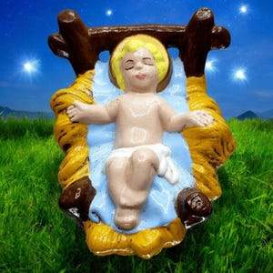 Vintage Atlantic Mold Baby Jesus Figurine Nativity Scene 1979 Hand-Painted Ceramic