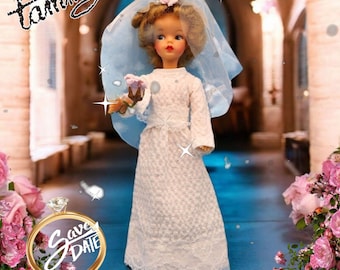 Bambola Tammy Vintage BS-12 #2 Sposa Bionda Set Matrimonio Abito Velo Bouquet Ideal Toy Corp Scarpe Originali 1960 Giappone Bambola Sposa 6 pezzi