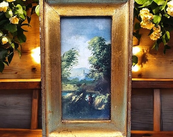 18 世紀イタリア風景画の金箔フレーム入り額入りプリント - イタリア製