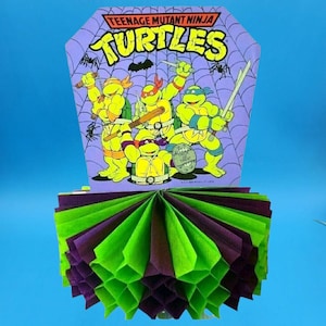 Centro de mesa con decoración de panal de las Tortugas Ninja Adolescentes Mutantes para Halloween de 1989 (v4)