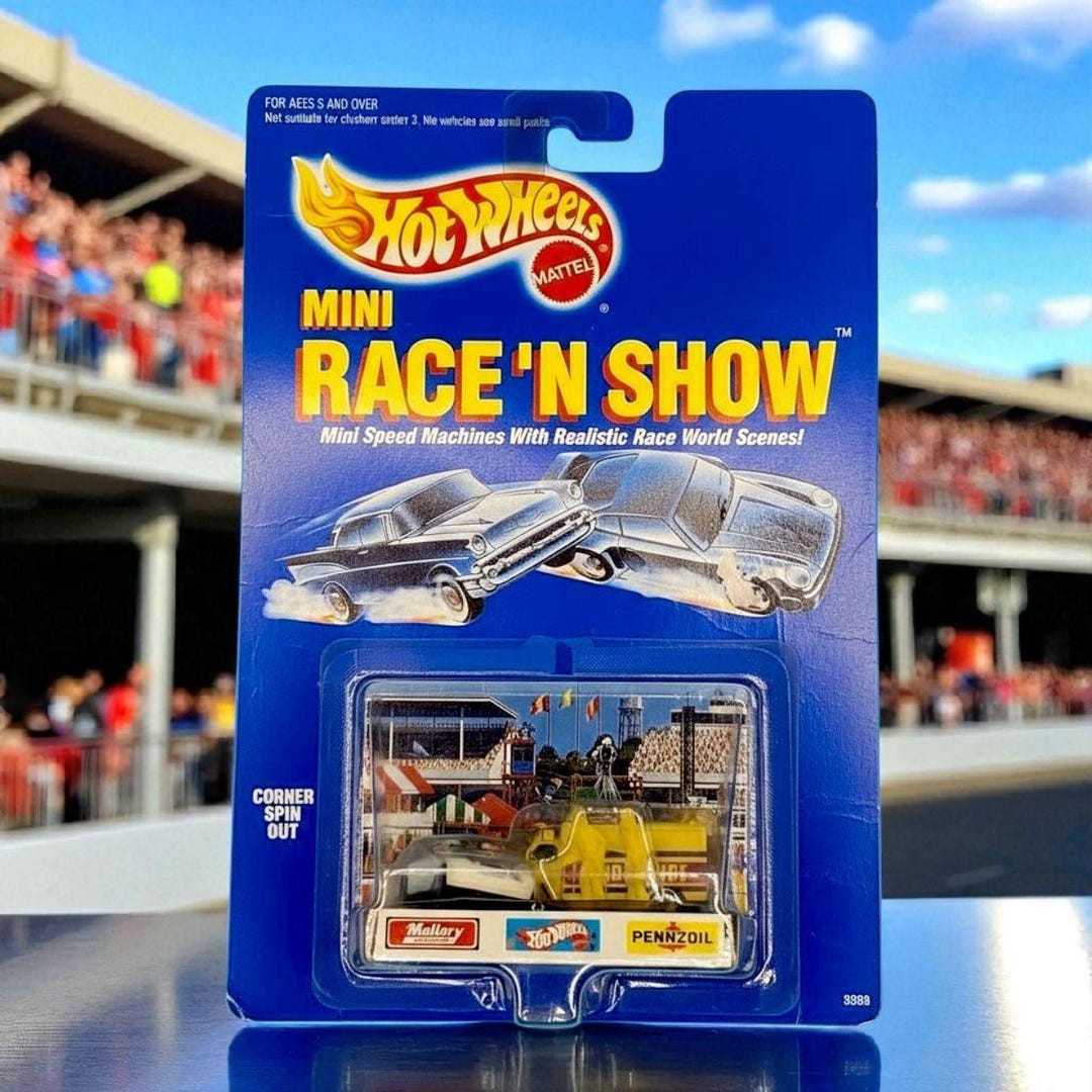 ホットウィール + mini car 130 set Vintage 1989 Hot Wheels Mini Race 'N Show Set • Corner Spin Out