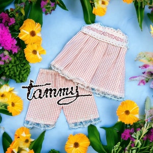 Vintage Tammy Doll #9092-8 Sleepytime Pajama Set Pink And White 1960s Japan V2