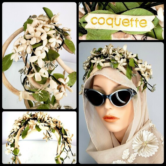 Vintage COQUETTE 50s Millinery Floral Fascinator H
