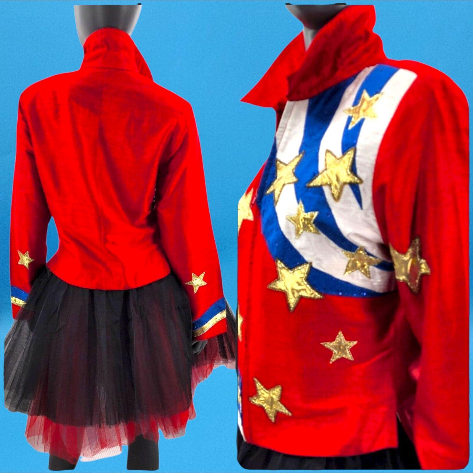 愛国的なアメリカ国旗と星条旗のジャケット 赤 白 青 USA 80年代